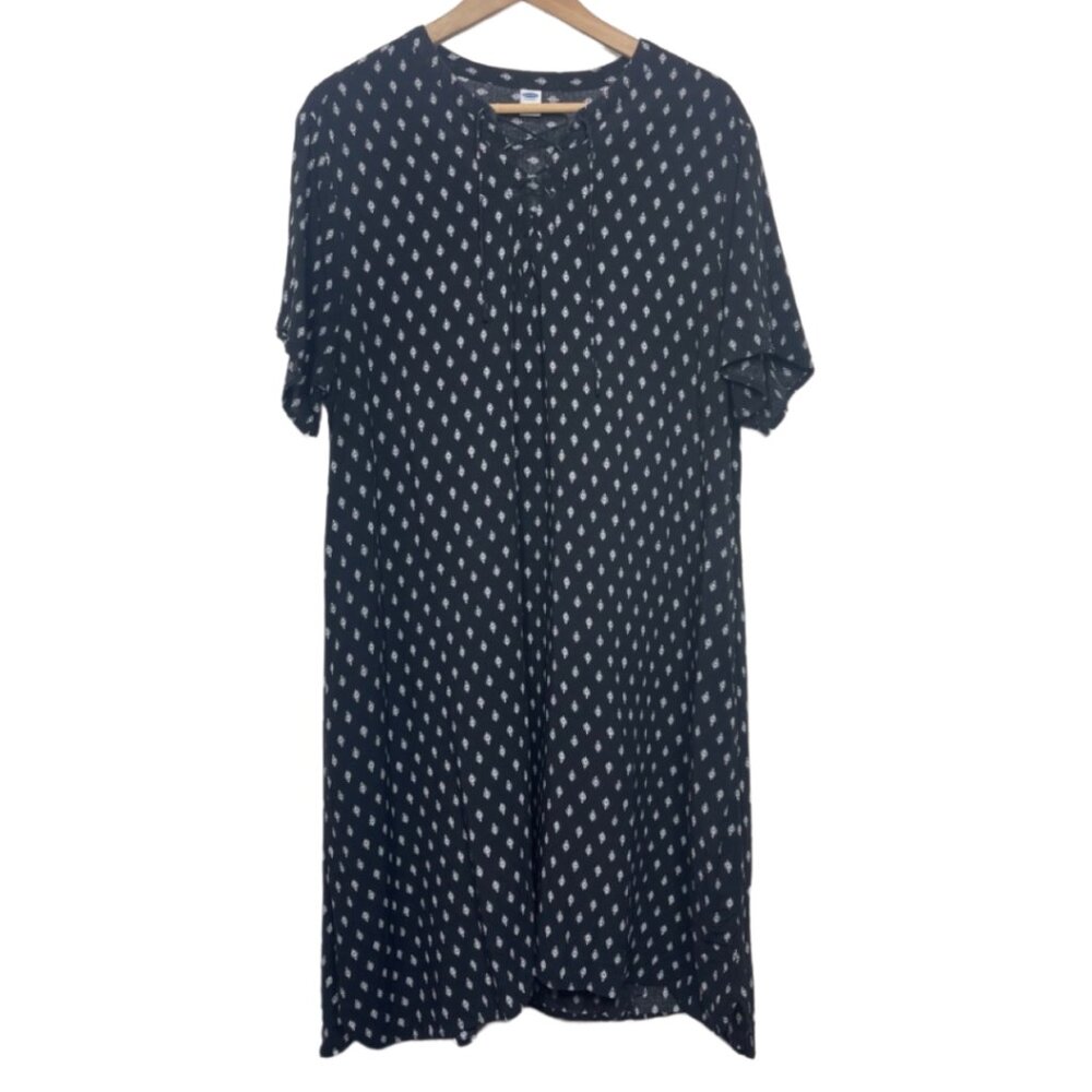 OLD NAVY | Women's Black & White Geometric Print Short Sleeve Dress | Size XL
